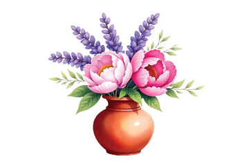 Watercolor Flower Vase Vectors & Illustrations