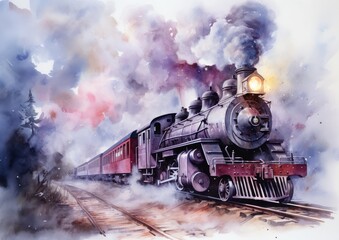 Transcendent Tracks: A Watercolor Symphony"