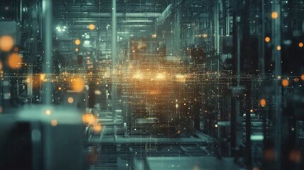 Obraz premium Abstract Technology Background with Glowing Particles