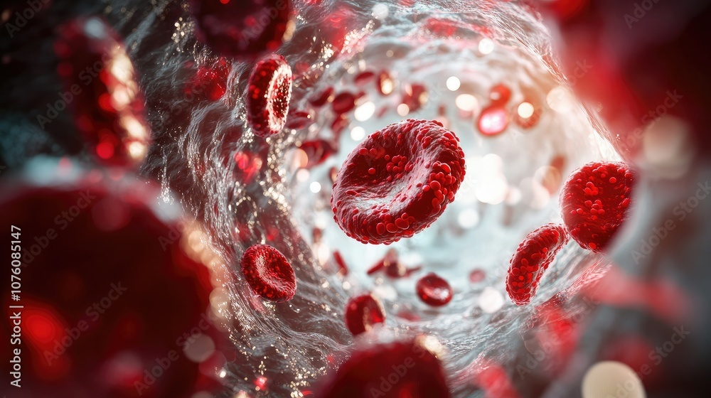 Poster concept of atherosclerosis, showing clogged arteries with fat and cholesterol buildup, limiting circ