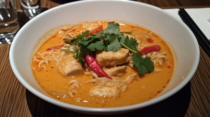 Spicy Chicken Noodle Soup in Vibrant Broth