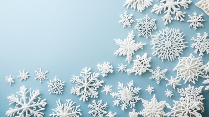 White Snowflakes on Blue Background for Winter Season
