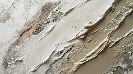 Fototapeta premium Spread adhesive on cement for ceramic tiling, with focus on the texture of the wet surface.