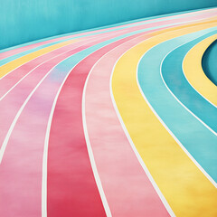 Top-down view of an Athletics Track, featuring soft pastel colors