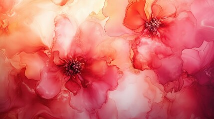Soft and Ethereal Blossoms in Vibrant Peach and Red Hues - Made with Generative AI