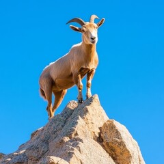 Capricorn goat climbing mountain peak, symbol of endurance