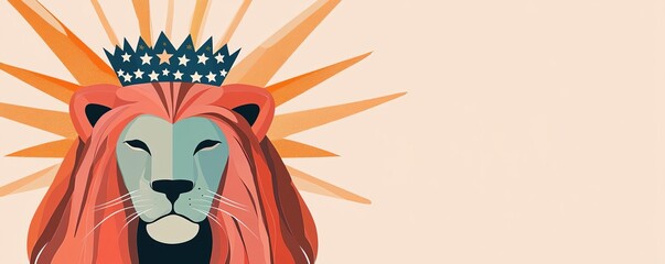 Leo lion with crown of stars, symbolizing leadership