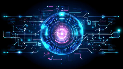 Obraz premium Abstract Background with Glowing Blue and Pink Circuit Board Design