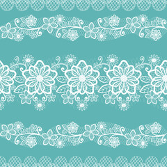 white lace pattern Vector on green background