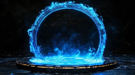 Blue Hologram Portal. Magic Fantasy Portal. Magic Circle