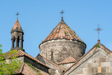 Haghpat monastery against blue sky on sunny day. Armenia.