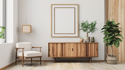 Minimalist Living Room Interior with Wooden Accents