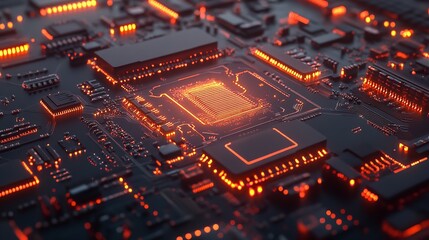 Concept of the Metaverse and an Abstract Glowing Chip