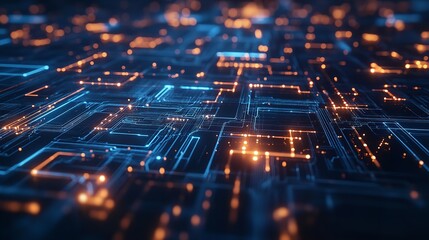 Concept of the Metaverse and an Abstract Glowing Chip