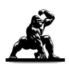 Gorilla doing calisthenics Vector Logo
