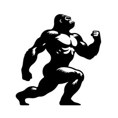Fototapeta premium Gorilla doing lunges Vector Logo