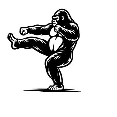 Gorilla doing martial arts Vector Logo