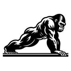 Gorilla doing planks Vector Logo