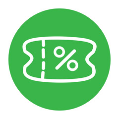 Discount Coupon Icon on Green Background