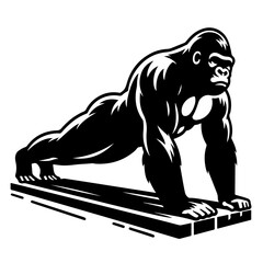 Gorilla doing planks Vector Logo