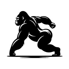 Gorilla lunges backward Vector Logo