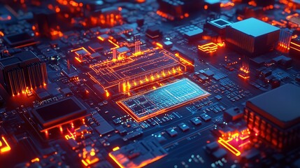 Concept of the Metaverse and an Abstract Glowing Chip