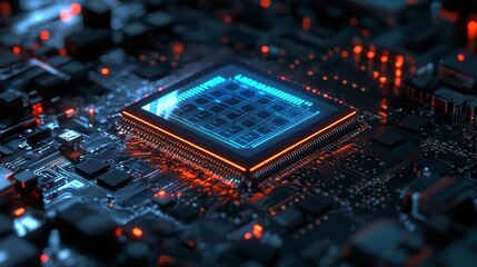 Concept of the Metaverse and an Abstract Glowing Chip
