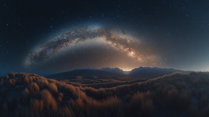 Fototapeta premium Stunning Night Sky Over Mountain Landscape