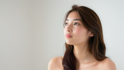 透明感のある横顔の女性のポートレート