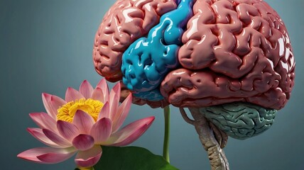 Brain Closeup view with Diffrents  colour 