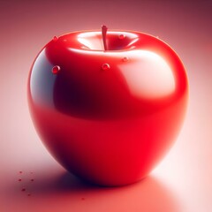 Glossy Red Apple with Soft Highlights and Shadows