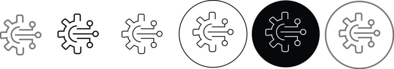 Industrial Transition Line Icon Design set, infographic in minimal outline style, transform, technology, transformation icon isolated on transparent background. vector sign, symbol for web and mobile.