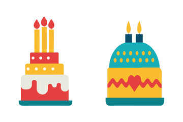 birthday cake icons set vector illustration with white background