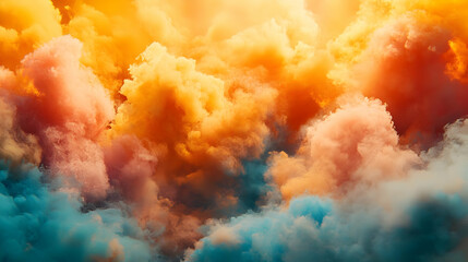 Abstract Background with Vibrant Clouds in Orange, Pink, and Blue Hues