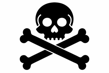 Crossbones and skull flat vector icon, Crossbones and skull silhouette