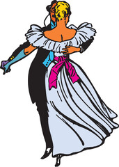 Dancing couple flat illustration with white or no background