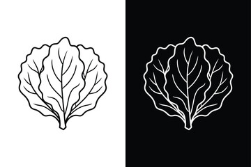 Digital Illustration of Collard Greens. Clean Outline Icon Design