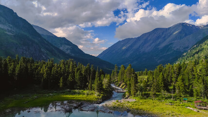 beautiful mountain Multinskoye lake in Altai