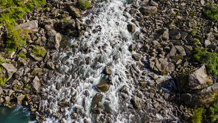 textured waterfall in the Altai mountains