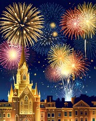 fireworks over the city