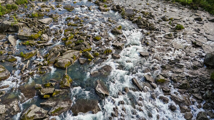 textured waterfall in the Altai mountains