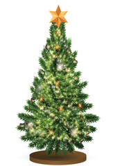 Fototapeta premium This Vector Christmas Tree illustration provides a beautifully realistic and high-quality depiction of a holiday tree, perfect for seasonal designs and decorations. Easy editable to EPS10 file.