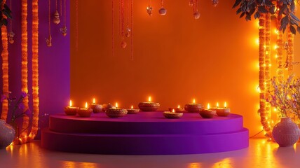 Vibrant Diwali vector background featuring glowing diyas,Deepavali or Dipavali the festival of lights india,festive garland lights,Banner diwali sale,Traditional Indian festival Diwali,copy space.