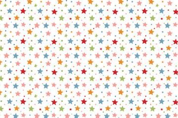 Seamless pattern with multicolored stars on a white background