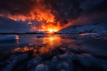 Glacier Melting Under Intense Heat: A Visual Representation of Climate Change Impact