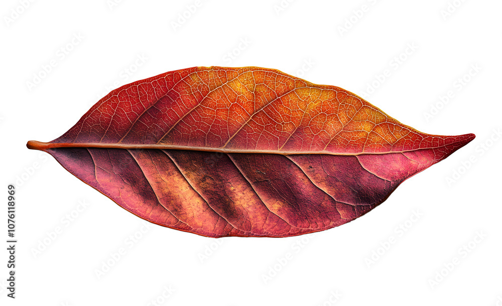 Canvas Prints rustic autumn golden red and brown leaves showing the veins of the leaf isolated on a flat backgroun