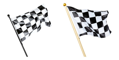 Pair of checkered racing flags isolated on transparent