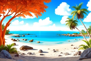 beach with palm trees