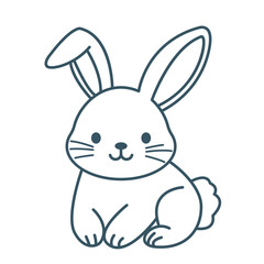 cute bunny or rabbit in linear style for coloring. flat vector illustration on white background