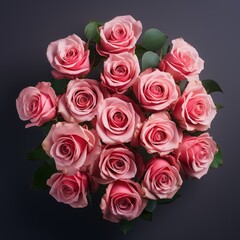 Elegant Pink Roses in Vase on Minimalist White Background

